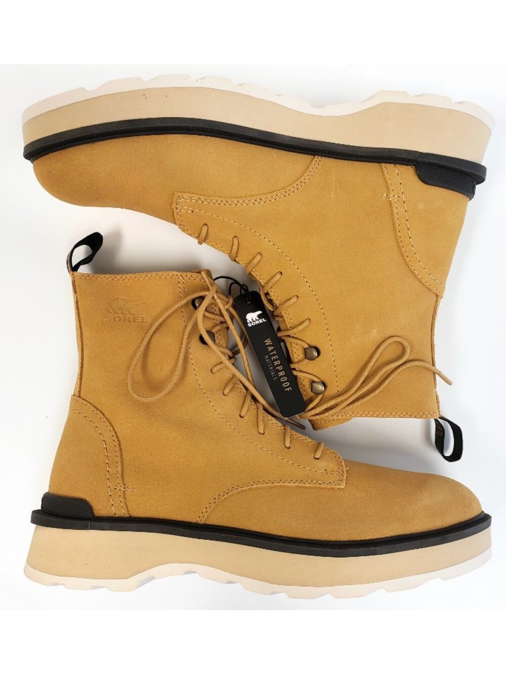 Sorel Women's Hi-Line Lace Up Waterproof Suede Combat Boots Geo Yellow Size 8.5 - Picture 2 of 5